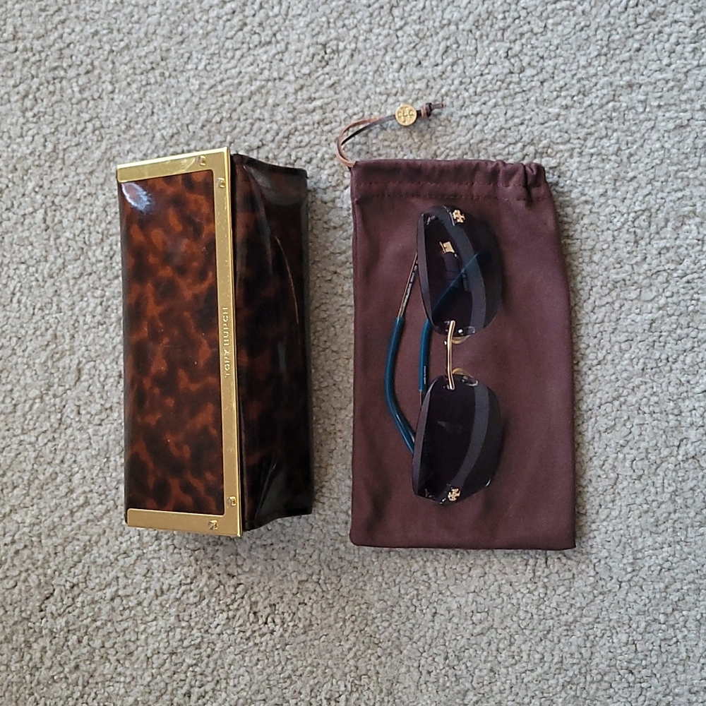 Tory Burch Sunglasses, Womens,  Blue and Gold